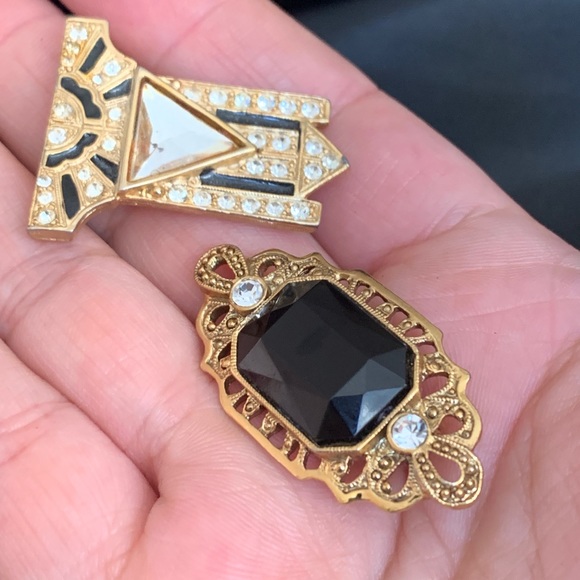 Set of 4 Art Deco Style Rhinestone Brooch Lot - Picture 6 of 7